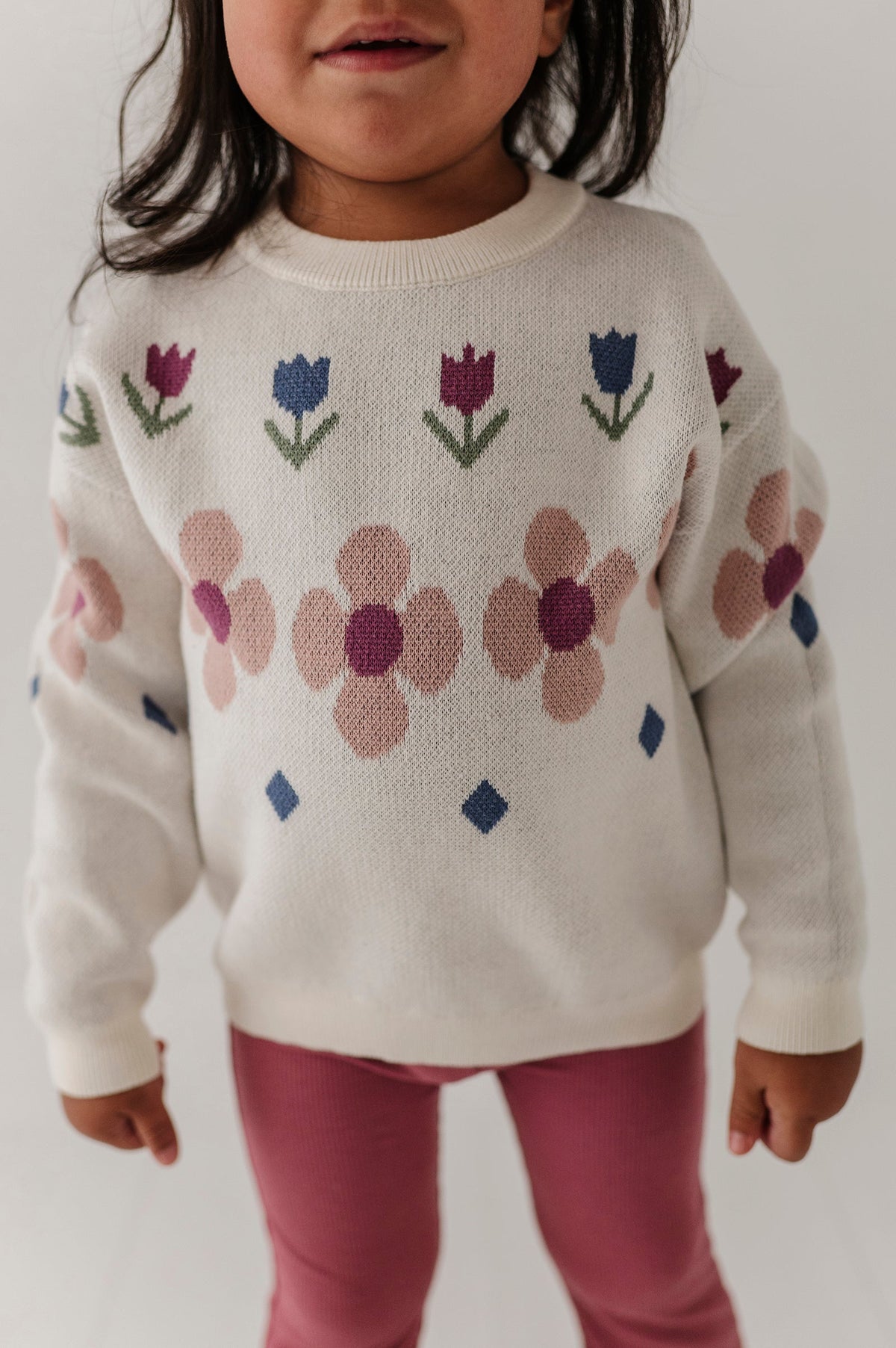 Cotton Knit Sweater - Tulip Intarsia