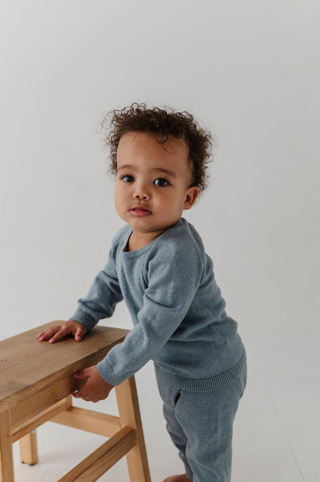 Cotton Knit Baby Set - Teal Marble