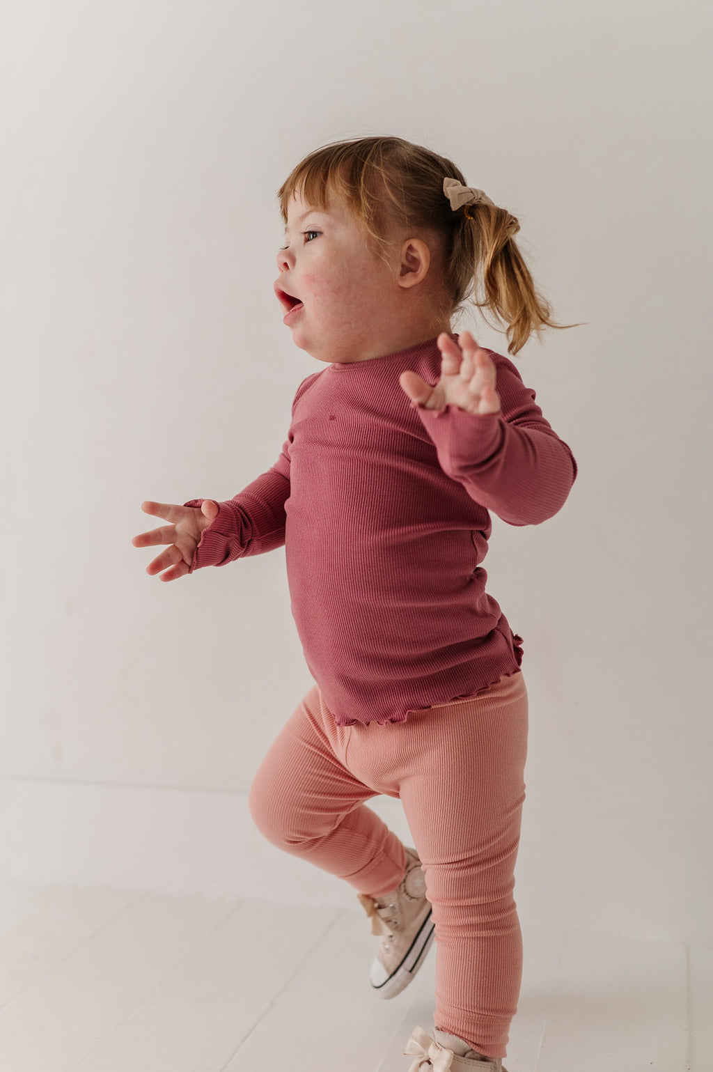 Bamboo/Cotton Ribbed Leggings - Mellow Rose