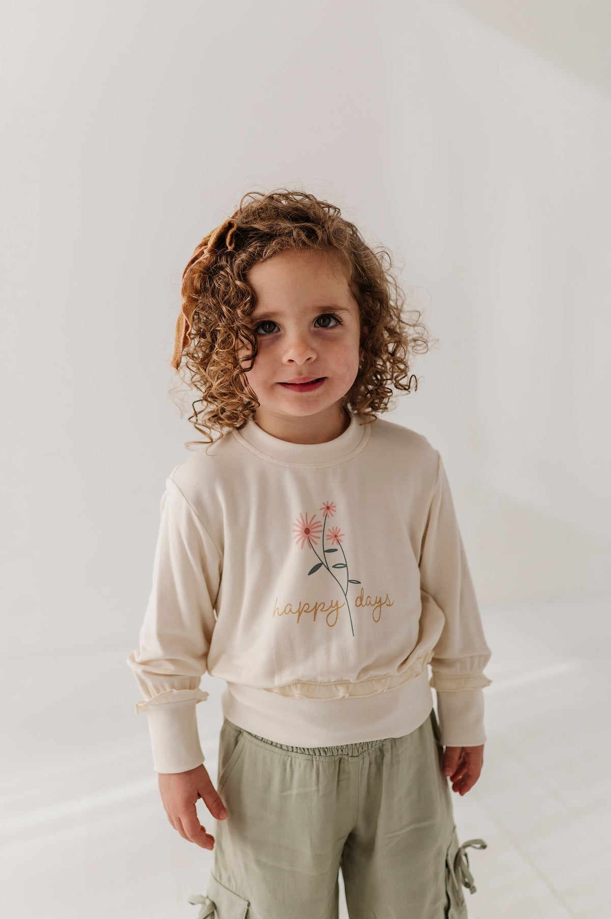 Bamboo Ruffle Hem Sweatshirt - Happy Days