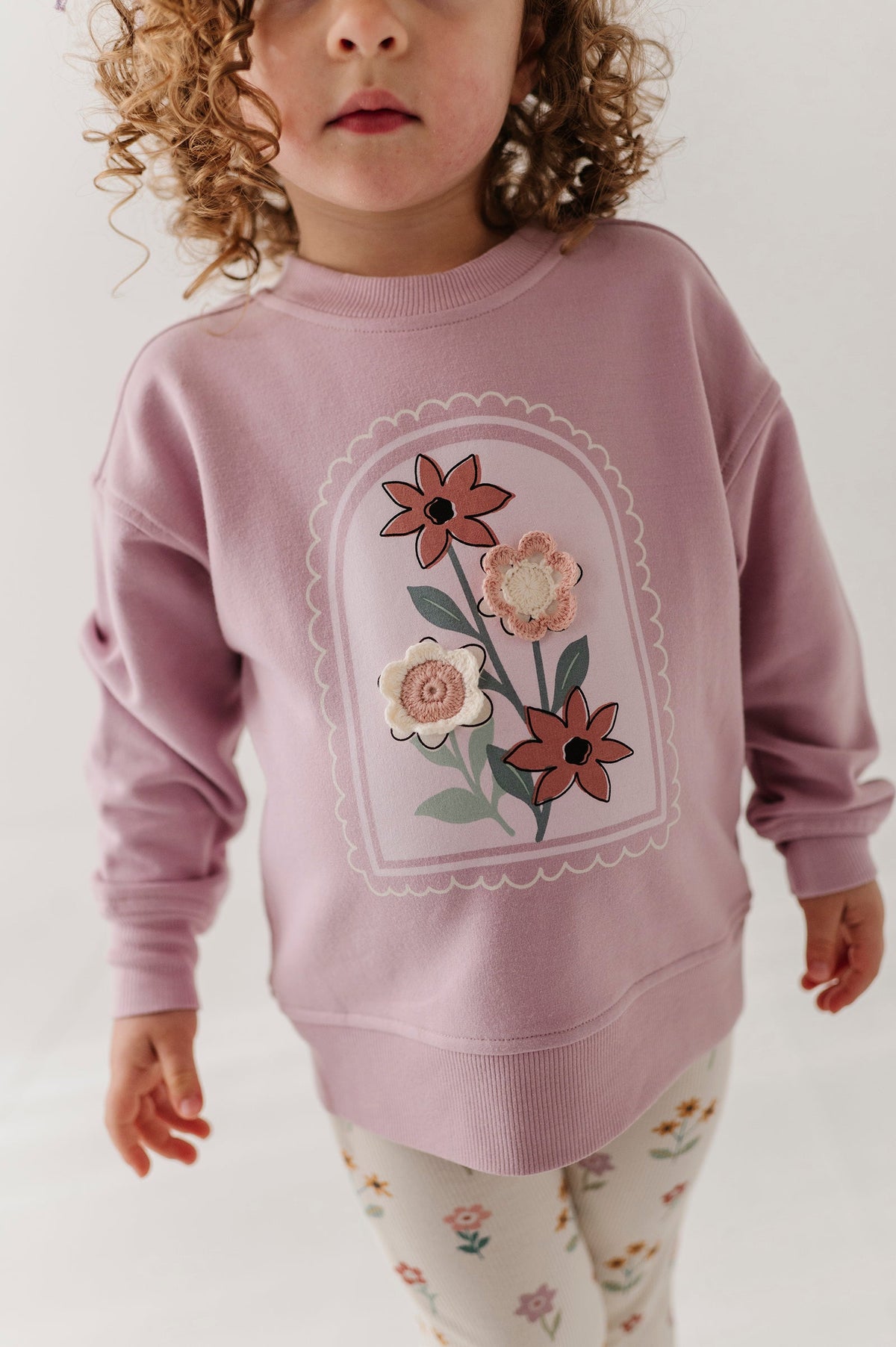 Bamboo Boxy Sweatshirt - Crochet Flower