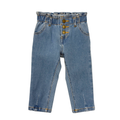 Paperbag Denim Pants - Mid Blue Wash