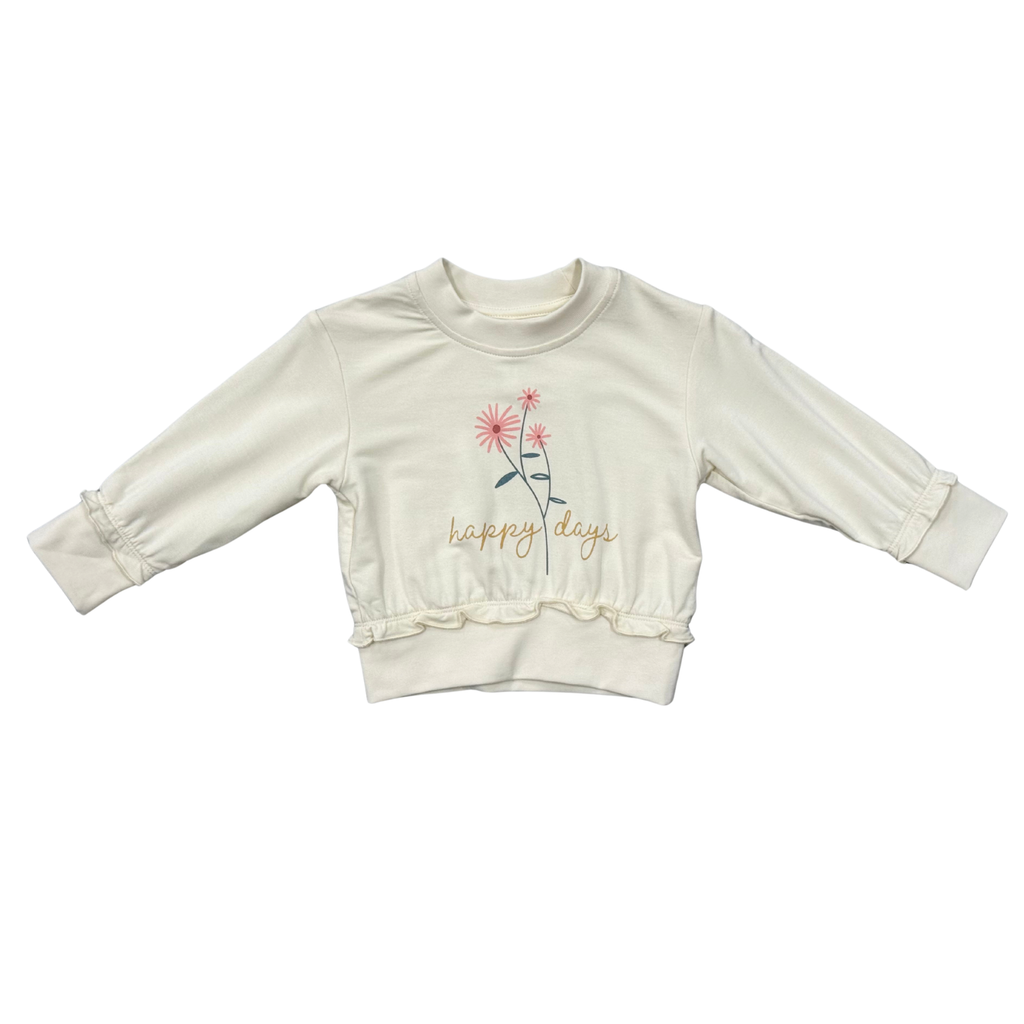 Bamboo Ruffle Hem Sweatshirt - Happy Days