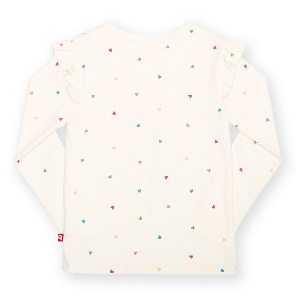 Organic Cotton Long Sleeve Frill T-Shirt - Little Hearts