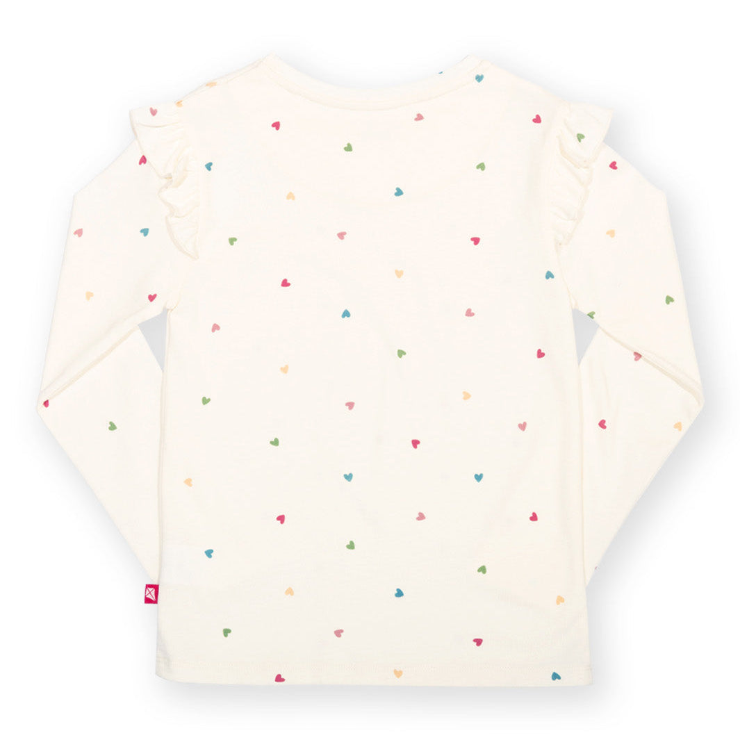 Organic Cotton Long Sleeve Frill T-Shirt - Little Hearts