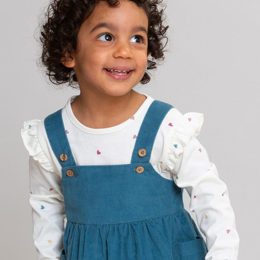 Organic Cotton Long Sleeve Frill T-Shirt - Little Hearts