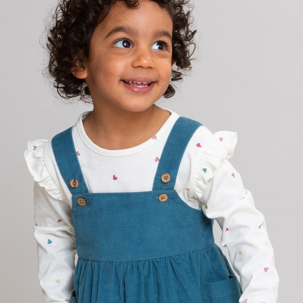 Organic Cotton Long Sleeve Frill T-Shirt - Little Hearts