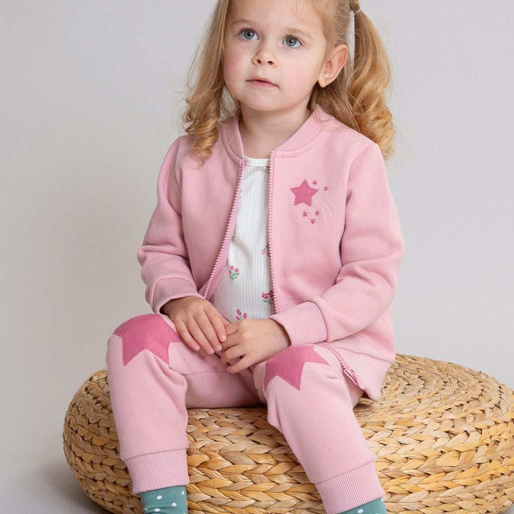 Organic Cotton Star Patch Joggers - Cloudy Pink