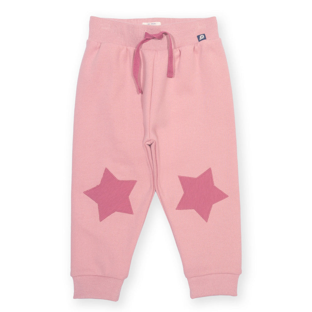 Organic Cotton Star Patch Joggers - Cloudy Pink