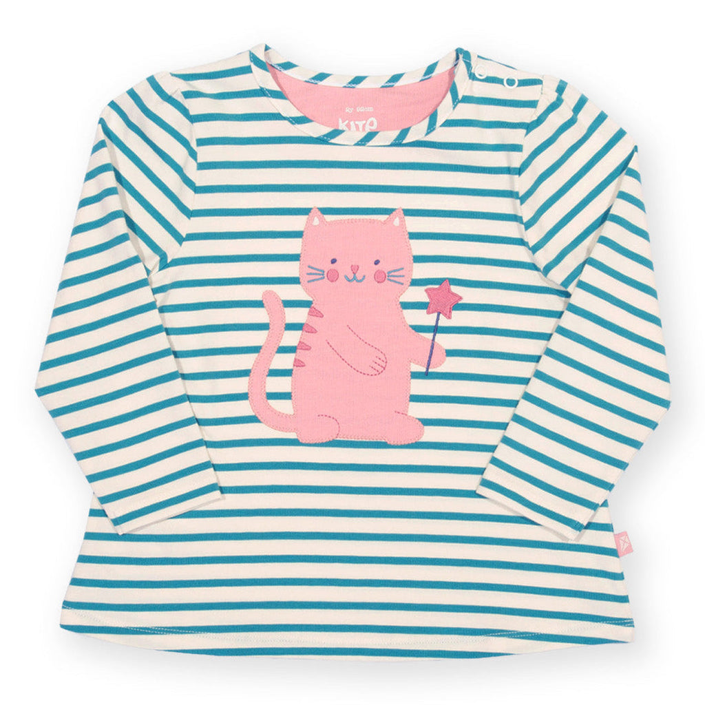 Organic Cotton Long Sleeve Tunic - Cat Appliqué