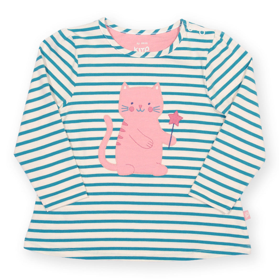 Organic Cotton Long Sleeve Tunic - Cat Appliqué