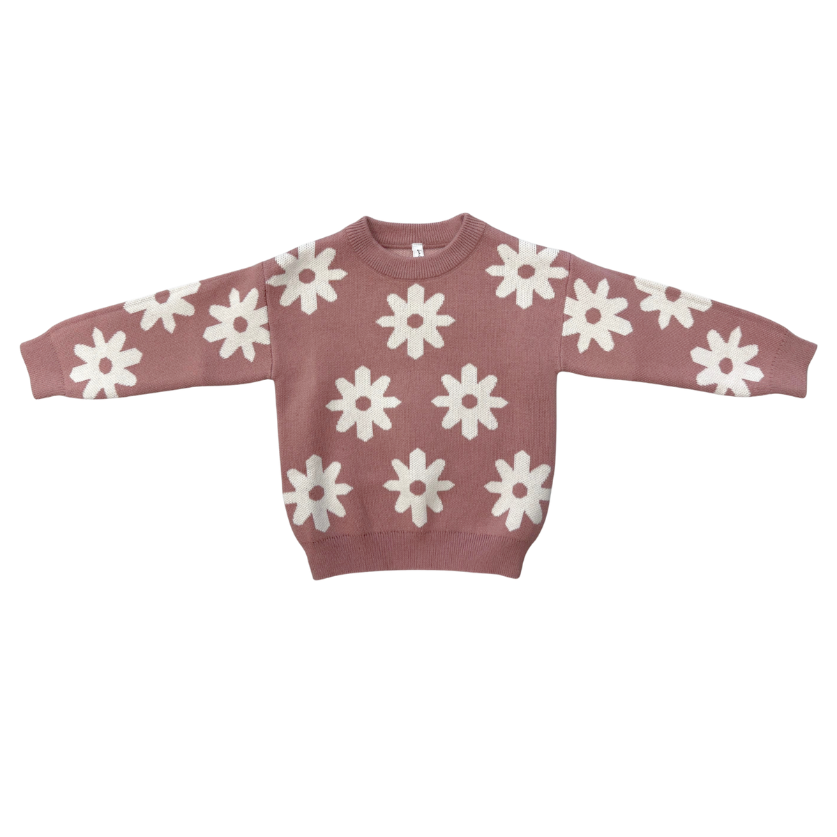 Cotton Knit Sweater - Rose Daisies